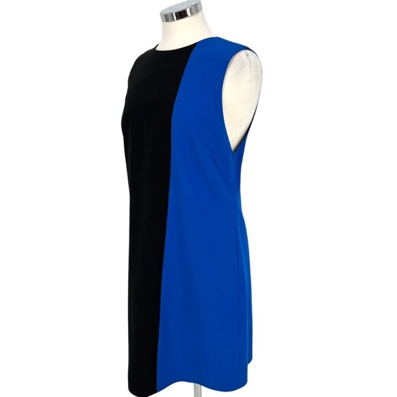 Alice + Olivia Coley Colorblock Sleeveless Shift Dress Black Blue Size 12 - Picture 3 of 10